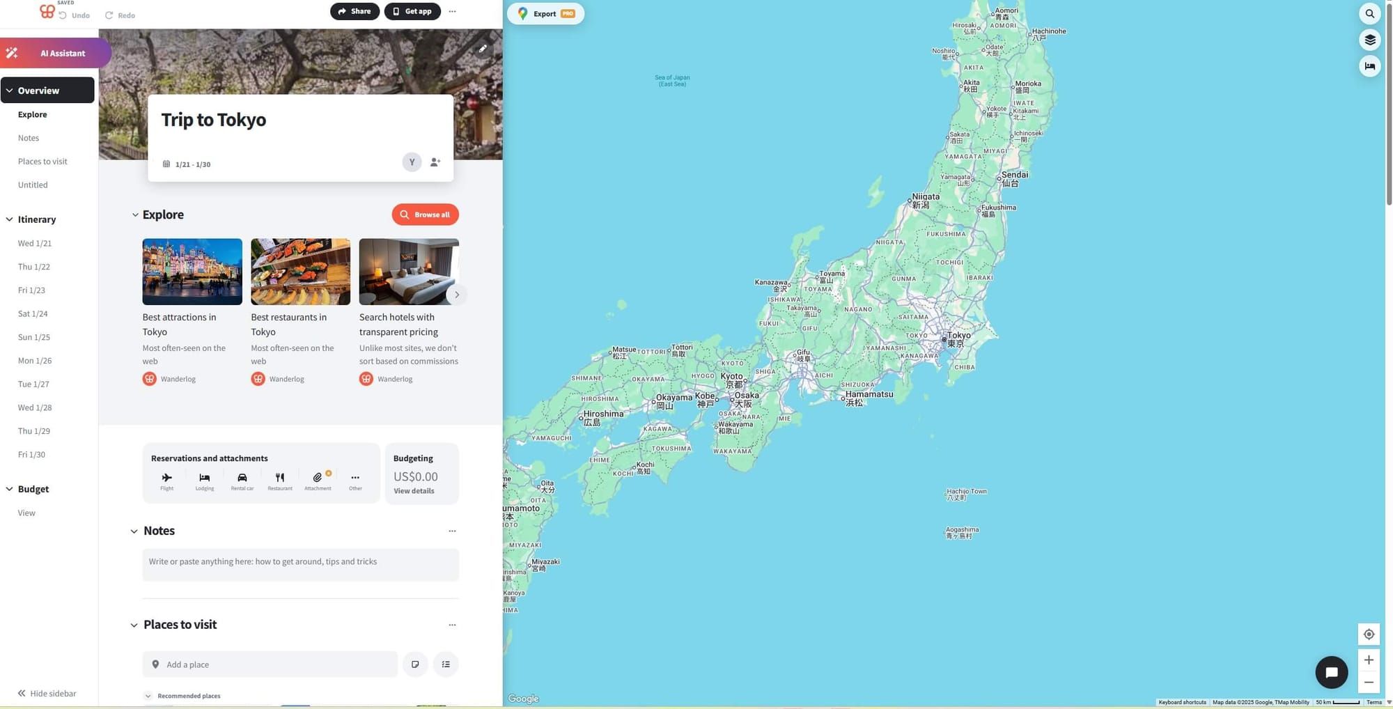 itinerary created by Wanderlog
