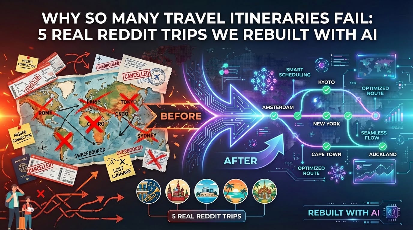Why So Many Travel Itineraries Fail: 5 Real Reddit Trips We Rebuilt with AI