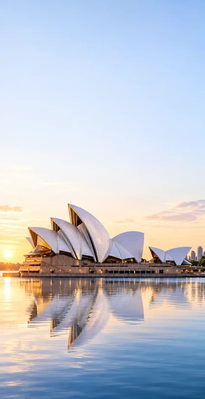 Sydney Opera House reflected in the harbour in Oceania