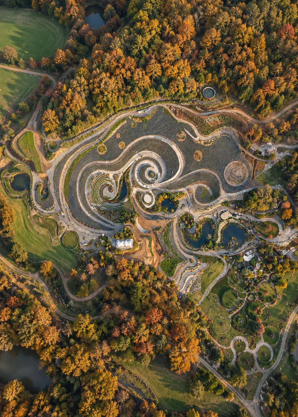 Winding paths through a wooded park in Visoko
